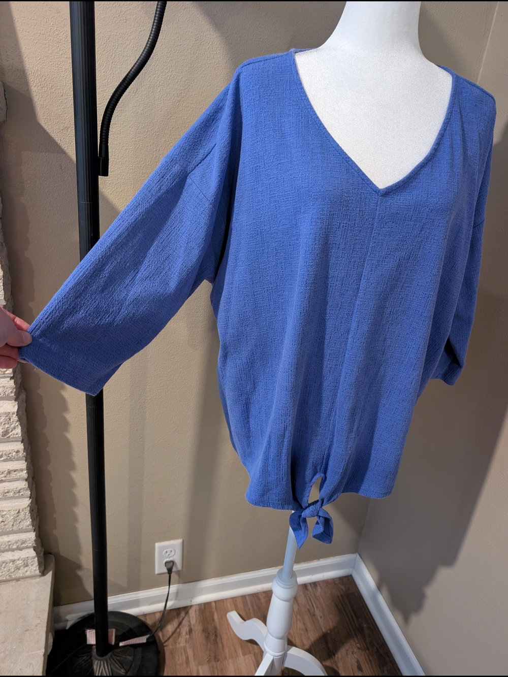 Talbots Plus 3X Blue Textured Knit Top